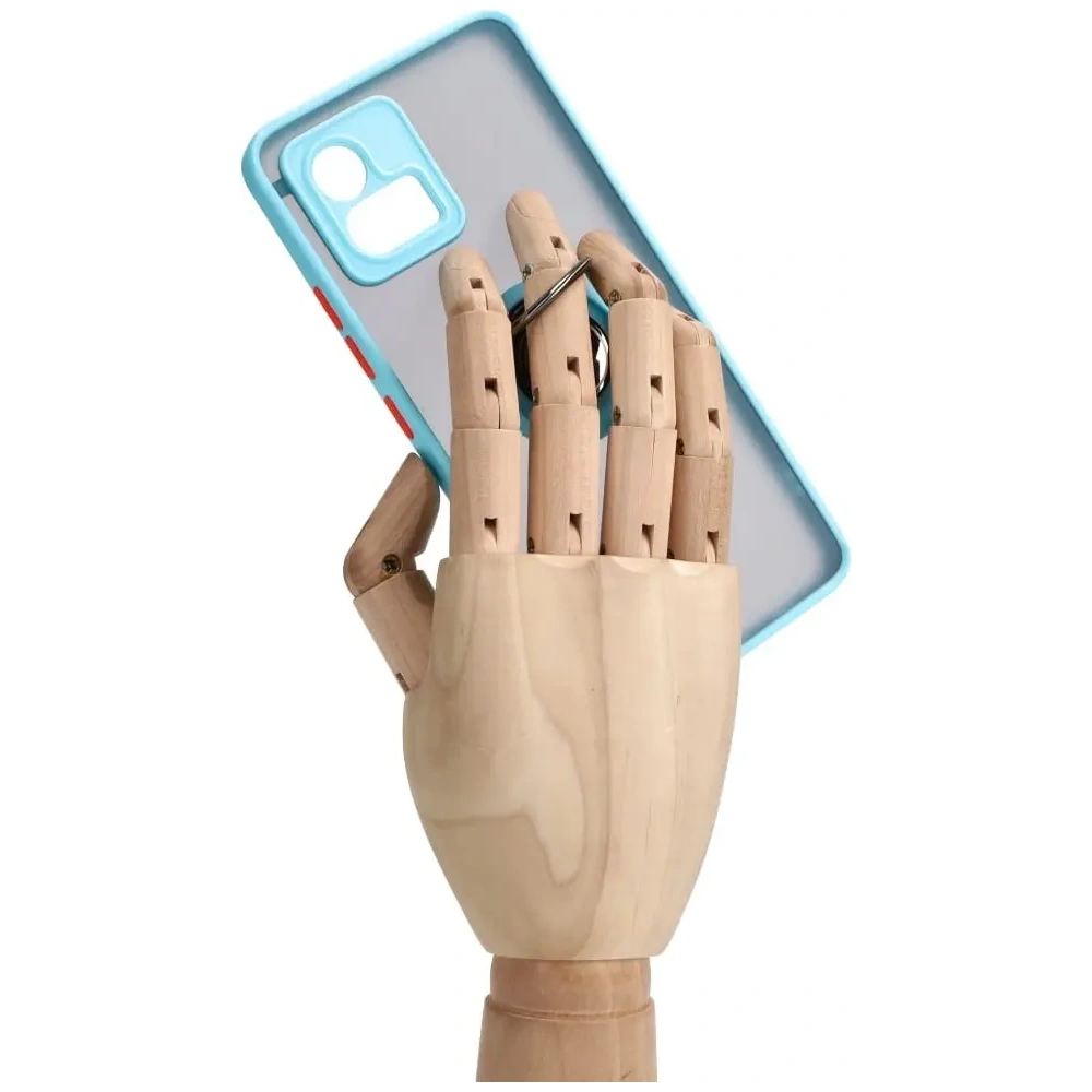 Etui z uchwytem na palec Bizon Case Hybrid Ring do Motorola Moto G72 przydymione z jasnoniebieską ramką