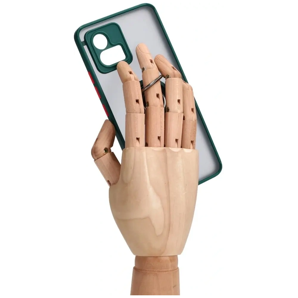 Etui z uchwytem na palec Bizon Case Hybrid Ring do Motorola Moto G72 przydymione z ciemnozieloną ramką