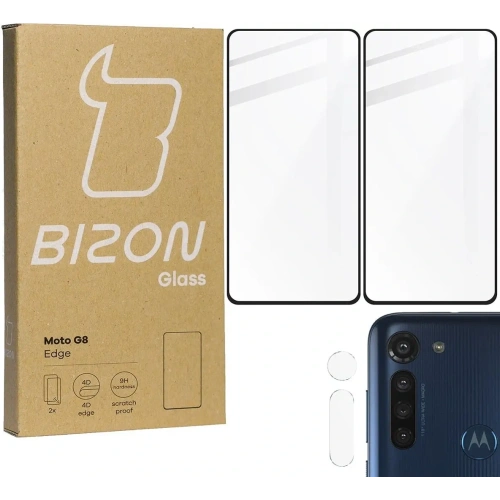 Kup Sklo tvrzené Bizon Glass Edge - [2 PACK] + ochrana na objektiv Moto G8 černé - BIZ558 - {ean13} - Sklep Home Screen