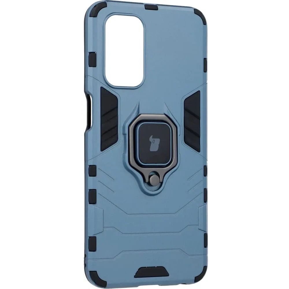Etui Bizon Case Armor Ring do Oppo A54 5G / A93 5G / A74 5G / OnePlus Nord N200 5G niebieskie