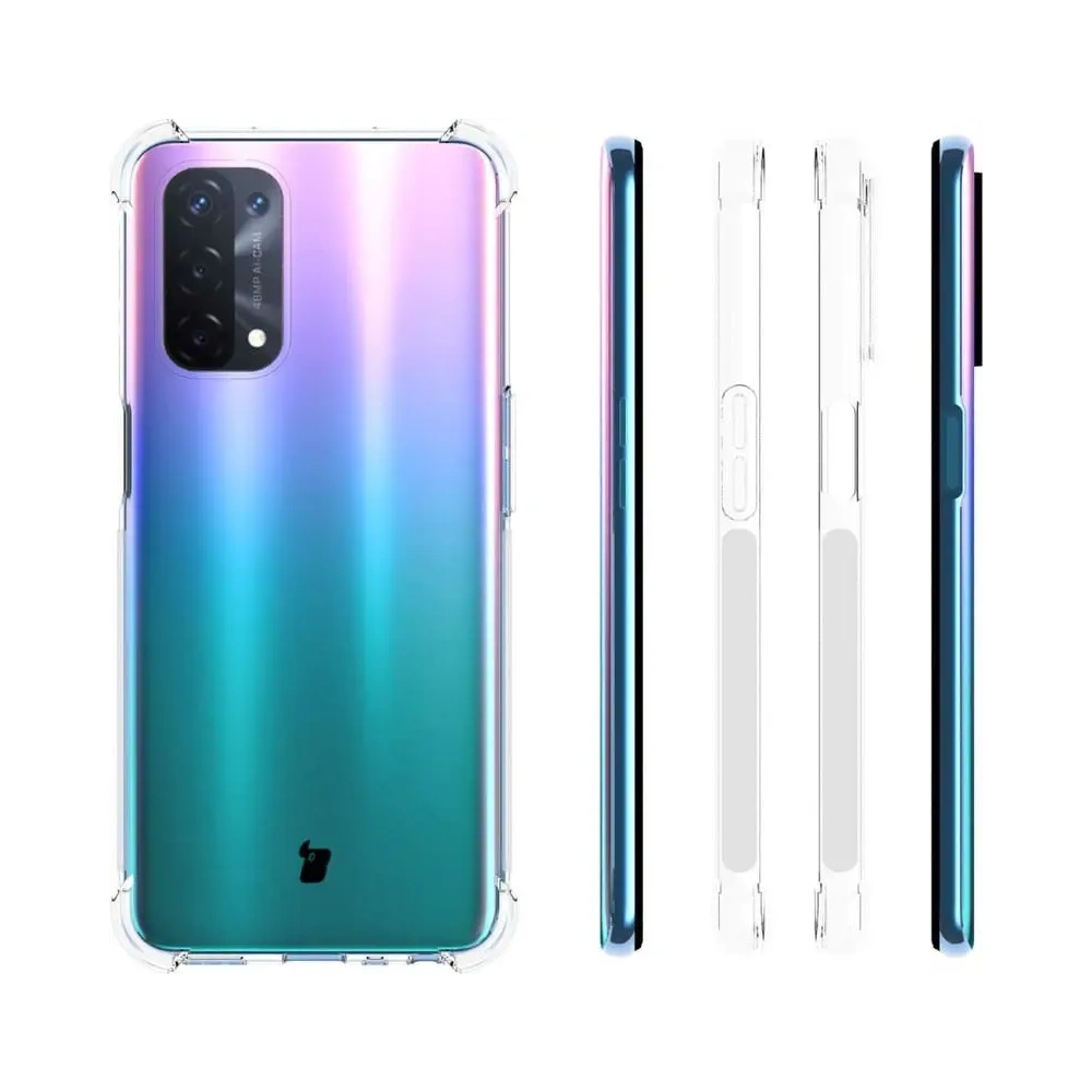 Etui + 2x szkło na ekran + obiektyw Bizon Case Clear Pack do Oppo A74 5G / A54 5G przezroczyste