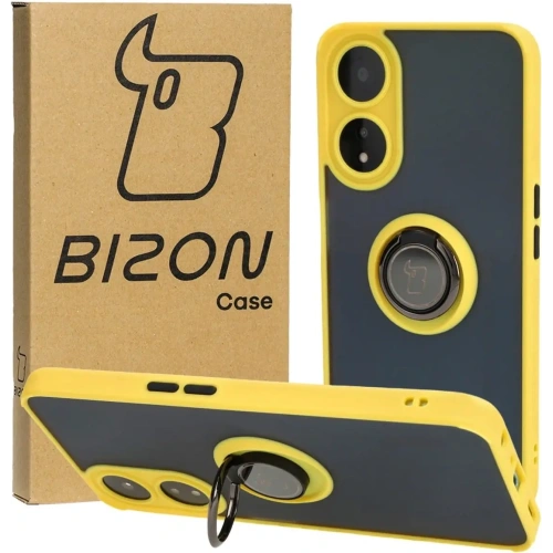 Buy Bizon Case Hybrid Ring Oppo A78 5G smoky with a yellow frame - BIZ597 - {ean13} - Home Screen Store Europe