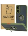 Etui z uchwytem na palec Bizon Case Hybrid Ring do Oppo A78 5G przydymione z zieloną ramką