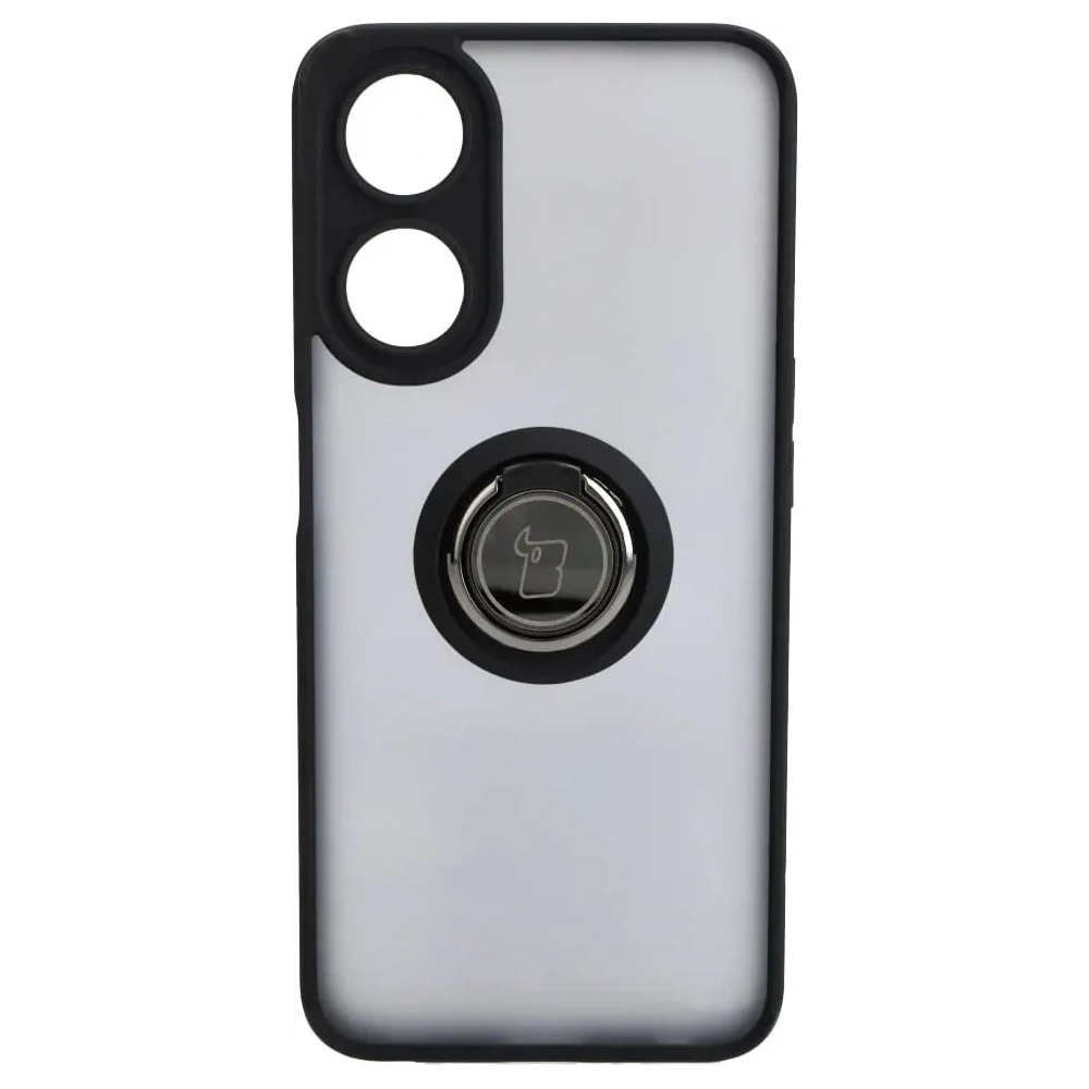 Etui z uchwytem na palec Bizon Case Hybrid Ring do Oppo A78 5G przydymione z czarną ramką