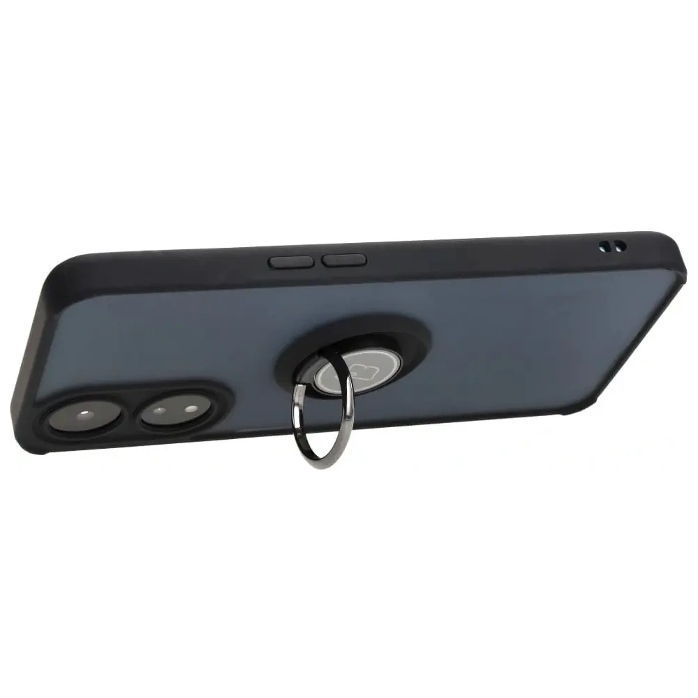 Etui z uchwytem na palec Bizon Case Hybrid Ring do Oppo A78 5G przydymione z czarną ramką