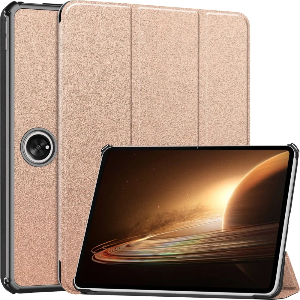 Etui Bizon Case Tab Croc do Oppo Pad 2 / OnePlus Pad różowozłote