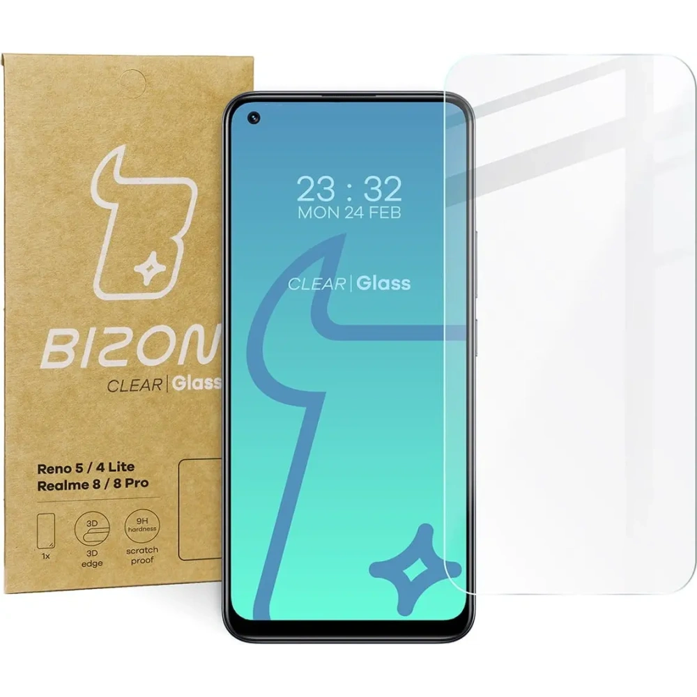 Szkło hartowane Bizon Glass Clear do Oppo Reno 4 Lite / Oppo Reno 5 / Realme 8 / Realme 8 Pro