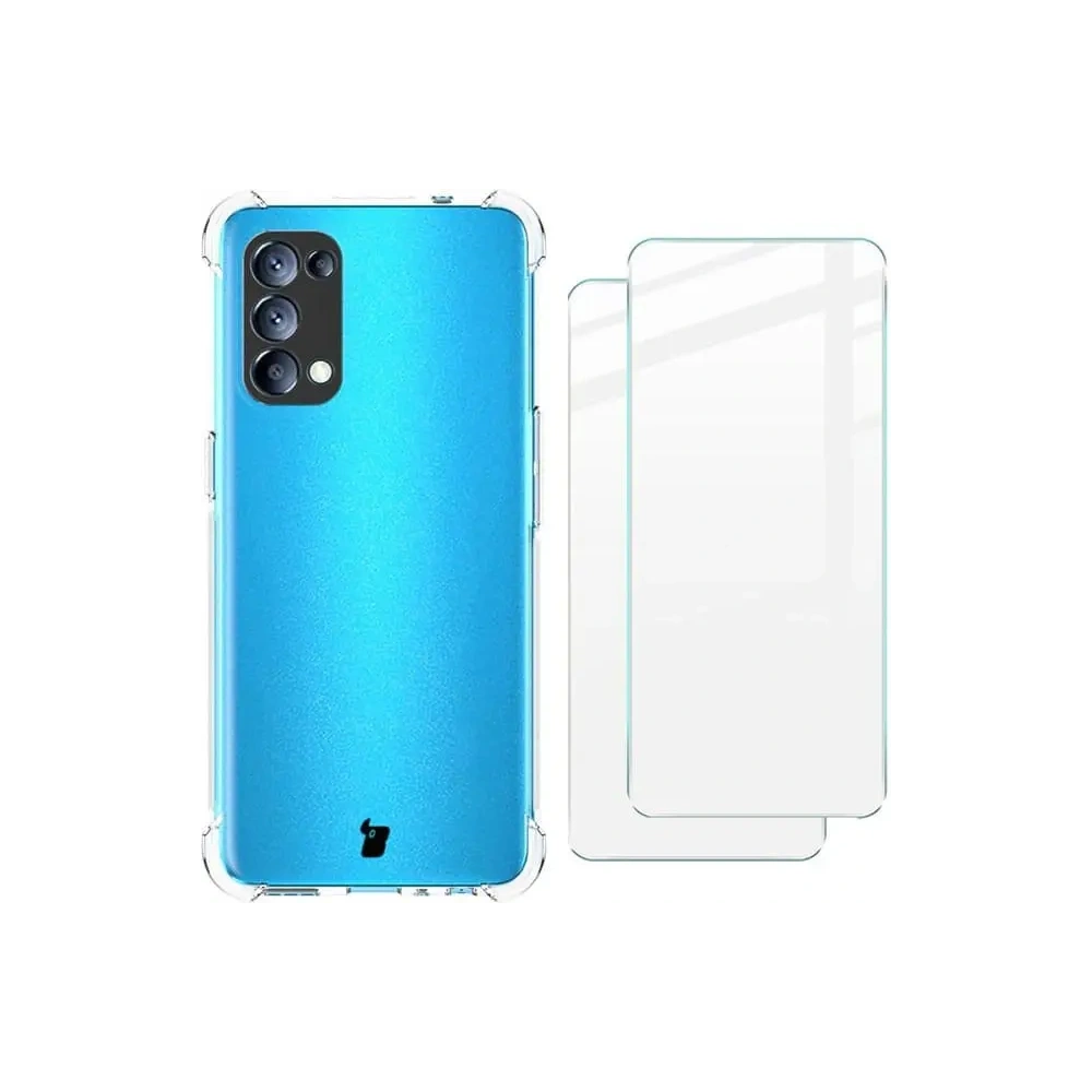 Etui + 2x szkło na ekran Bizon Case Clear Pack do Oppo Reno 5 5G przezroczyste
