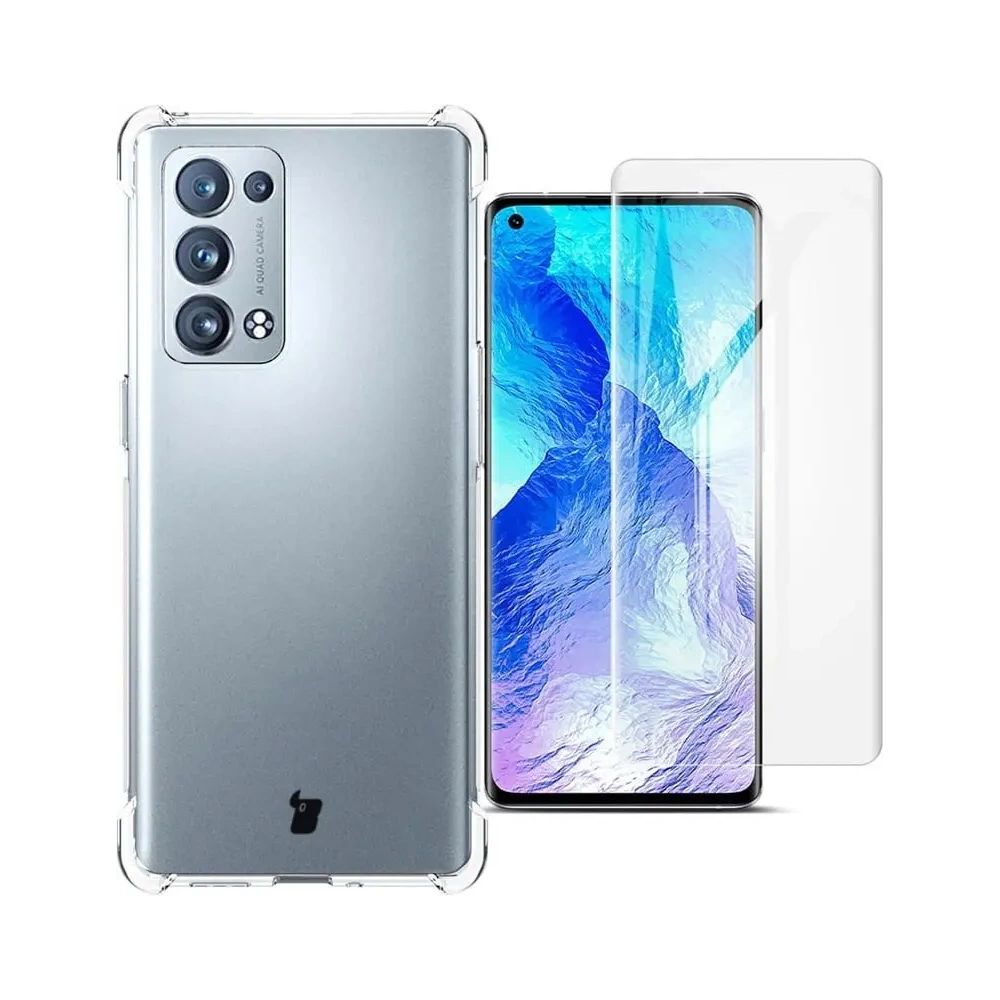 Etui + 2x folia Bizon Case Clear Pack do Oppo Reno 6 Pro 5G przezroczyste