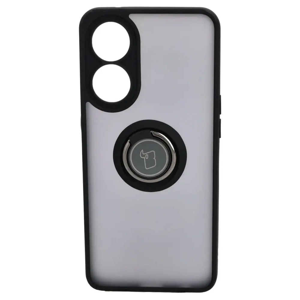 Etui z uchwytem na palec Bizon Case Hybrid Ring do Oppo Reno8 T przydymione z czarną ramką