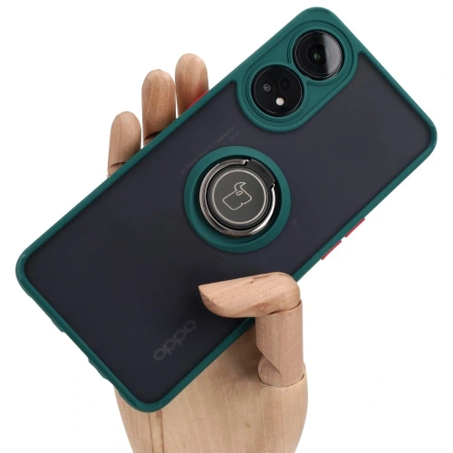 Kup Bizon Caz Hibrid Ring Oppo Reno8 T fumuriu cu un cadru verde închis - BIZ667 - {ean13} - Sklep Home Screen