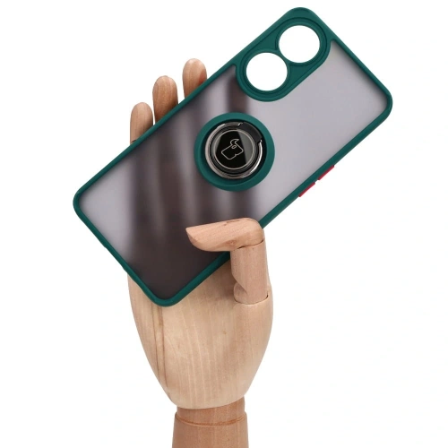 Buy Bizon Case Hybrid Ring Oppo Reno8 T smoky with a dark green frame - BIZ667 - {ean13} - Home Screen Store Europe
