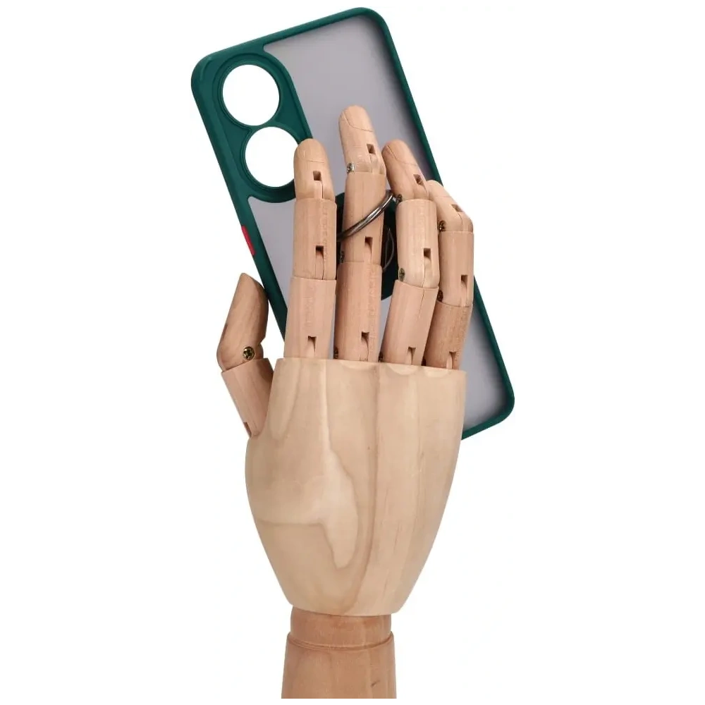 Etui z uchwytem na palec Bizon Case Hybrid Ring do Oppo Reno8 T przydymione z ciemnozieloną ramką