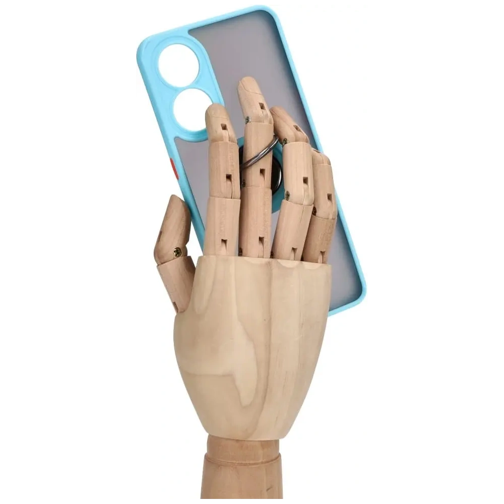 Etui z uchwytem na palec Bizon Case Hybrid Ring do Oppo Reno8 T przydymione z jasnoniebieską ramką
