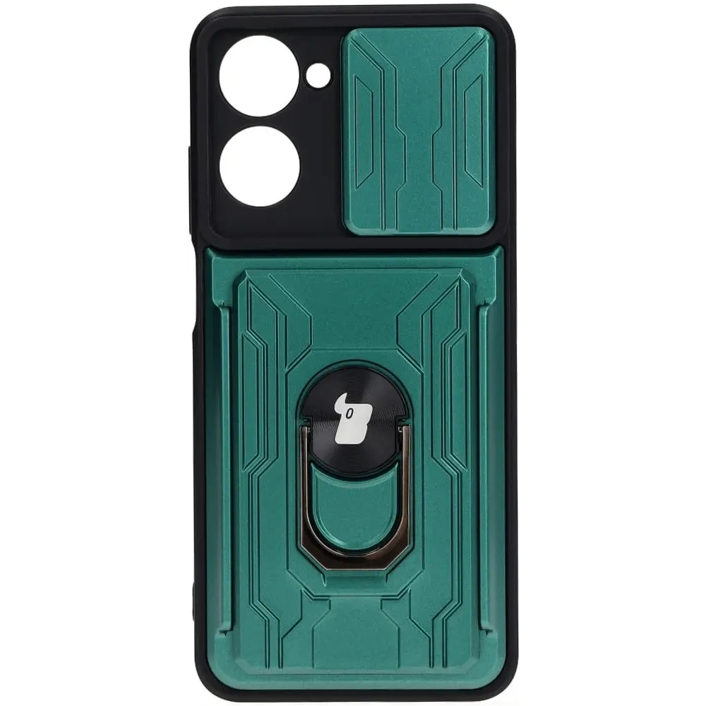 Etui Bizon Case Camshield Card Slot Ring do Realme 10 4G zielone