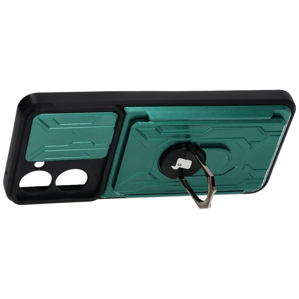 Etui Bizon Case Camshield Card Slot Ring do Realme 10 4G zielone