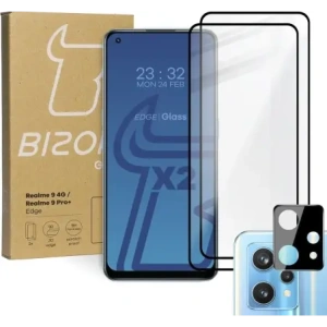 Kup Bizon Glass Edge gehärtetes Glas - [2 PACK] + Linsenschutz für Realme 9 4G / Realme 9 Pro+ schwarz - BIZ697 - {ean13} - Sklep Home Screen