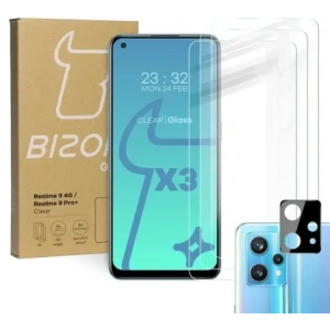 Kup Bizon Sticlă Clară din sticlă securizată - 3 buc. + sticlă pentru lentilă Realme 9 4G / Realme 9 Pro+ - BIZ700 - {ean13} - Sklep Home Screen