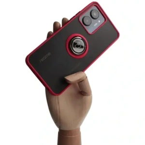 Kup Bizon Case Hybrid Ring Realme C33 / C30 / Narzo 50i Prime fumuriu cu un cadru roșu - BIZ726 - {ean13} - Sklep Home Screen
