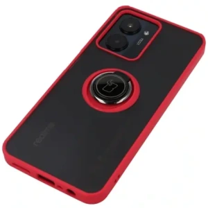 Kup Etui s úchopem na prst Bizon Case Hybrid Ring pro Realme C33 / C30 / Narzo 50i Prime kouřové s červeným rámečkem - BIZ726 - {ean13} - Sklep Home Screen
