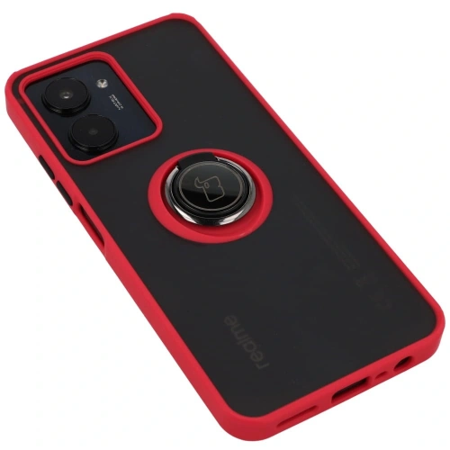 Kup Bizon Case Hybrid Ring Realme C33 / C30 / Narzo 50i Prime fumuriu cu un cadru roșu - BIZ726 - {ean13} - Sklep Home Screen
