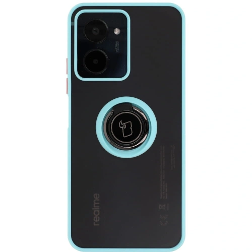 Kup Etui z uchwytem na palec Bizon Case Hybrid Ring do Realme C33 / C30 / Narzo 50i Prime przydymione z jasnoniebieską ramką - BIZ727 - {ean13} - Sklep Home Screen