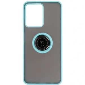 Kup Etui z uchwytem na palec Bizon Case Hybrid Ring do Realme C33 / C30 / Narzo 50i Prime przydymione z jasnoniebieską ramką - BIZ727 - {ean13} - Sklep Home Screen