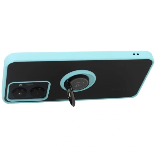 Kup Etui z uchwytem na palec Bizon Case Hybrid Ring do Realme C33 / C30 / Narzo 50i Prime przydymione z jasnoniebieską ramką - BIZ727 - {ean13} - Sklep Home Screen