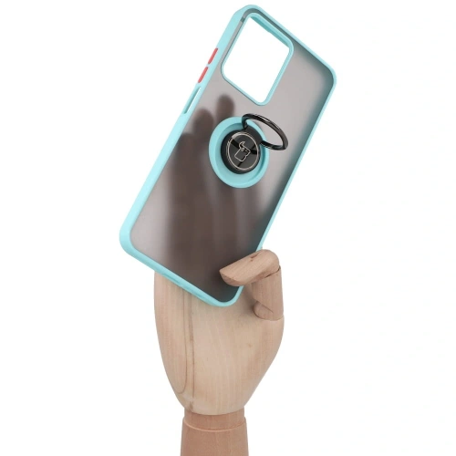 Kup Etui z uchwytem na palec Bizon Case Hybrid Ring do Realme C33 / C30 / Narzo 50i Prime przydymione z jasnoniebieską ramką - BIZ727 - {ean13} - Sklep Home Screen