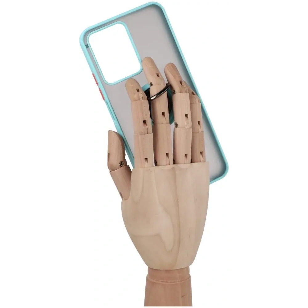 Etui z uchwytem na palec Bizon Case Hybrid Ring do Realme C33 / C30 / Narzo 50i Prime przydymione z jasnoniebieską ramką