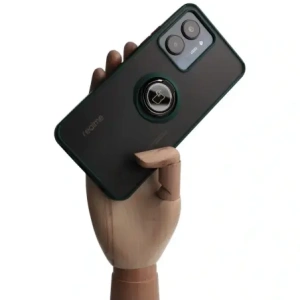 Kup Bizon Case Hybrid Ring Realme C33 / C30 / Narzo 50i Prime fumuriu cu un cadru verde închis. - BIZ728 - {ean13} - Sklep Home Screen