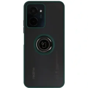 Kup Etui z uchwytem na palec Bizon Case Hybrid Ring do Realme C33 / C30 / Narzo 50i Prime przydymione z ciemnozieloną ramką - BIZ728 - {ean13} - Sklep Home Screen