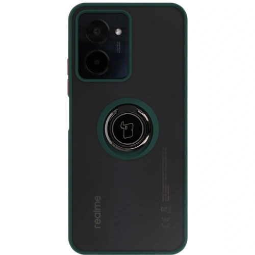 Kup Etui z uchwytem na palec Bizon Case Hybrid Ring do Realme C33 / C30 / Narzo 50i Prime przydymione z ciemnozieloną ramką - BIZ728 - {ean13} - Sklep Home Screen