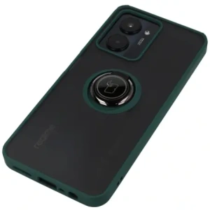 Kup Etui z uchwytem na palec Bizon Case Hybrid Ring do Realme C33 / C30 / Narzo 50i Prime przydymione z ciemnozieloną ramką - BIZ728 - {ean13} - Sklep Home Screen