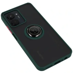 Kup Etui z uchwytem na palec Bizon Case Hybrid Ring do Realme C33 / C30 / Narzo 50i Prime przydymione z ciemnozieloną ramką - BIZ728 - {ean13} - Sklep Home Screen