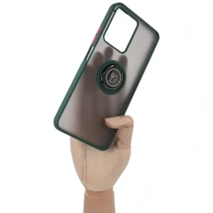 Kup Etui z uchwytem na palec Bizon Case Hybrid Ring do Realme C33 / C30 / Narzo 50i Prime przydymione z ciemnozieloną ramką - BIZ728 - {ean13} - Sklep Home Screen