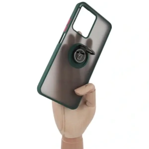 Kup Etui z uchwytem na palec Bizon Case Hybrid Ring do Realme C33 / C30 / Narzo 50i Prime przydymione z ciemnozieloną ramką - BIZ728 - {ean13} - Sklep Home Screen