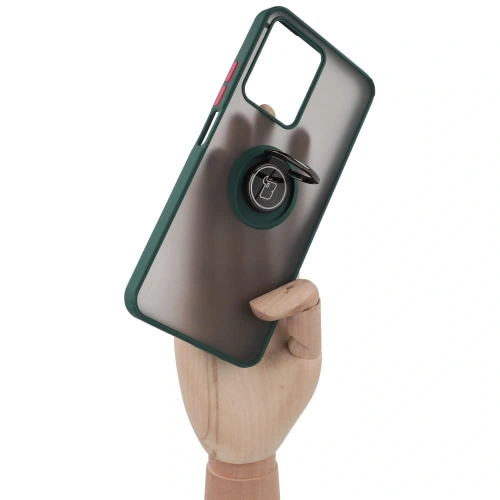 Kup Bizon Case Hybrid Ring Realme C33 / C30 / Narzo 50i Prime fumuriu cu un cadru verde închis. - BIZ728 - {ean13} - Sklep Home Screen