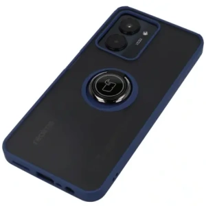 Kup Etui z uchwytem na palec Bizon Case Hybrid Ring do Realme C33 / C30 / Narzo 50i Prime przydymione z granatową ramką - BIZ729 - {ean13} - Sklep Home Screen