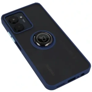 Kup Etui z uchwytem na palec Bizon Case Hybrid Ring do Realme C33 / C30 / Narzo 50i Prime przydymione z granatową ramką - BIZ729 - {ean13} - Sklep Home Screen