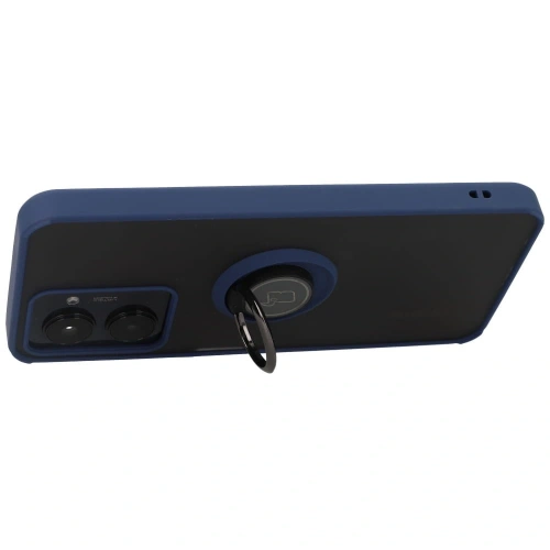 Kup Bizon Case Hybrid Ring Realme C33 / C30 / Narzo 50i Prime fumuriu cu un cadru albastru marin. - BIZ729 - {ean13} - Sklep Home Screen