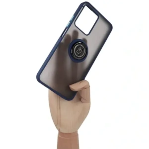 Kup Etui z uchwytem na palec Bizon Case Hybrid Ring do Realme C33 / C30 / Narzo 50i Prime przydymione z granatową ramką - BIZ729 - {ean13} - Sklep Home Screen