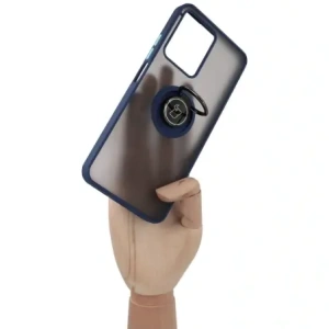 Kup Etui s držákem na prst Bizon Case Hybrid Ring pro Realme C33 / C30 / Narzo 50i Prime kouřové s modrým rámečkem - BIZ729 - {ean13} - Sklep Home Screen