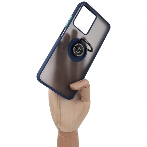 Kup Etui s držákem na prst Bizon Case Hybrid Ring pro Realme C33 / C30 / Narzo 50i Prime kouřové s modrým rámečkem - BIZ729 - {ean13} - Sklep Home Screen