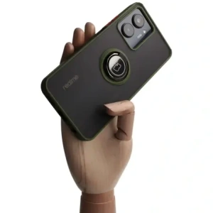 Kup Bizon Case Hybrid Ring Realme C33 / C30 / Narzo 50i Prime fumuriu cu un cadru verde - BIZ730 - {ean13} - Sklep Home Screen
