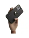 Etui s úchopem na prst Bizon Case Hybrid Ring pro Realme C33 / C30 / Narzo 50i Prime kouřové s zeleným rámečkem