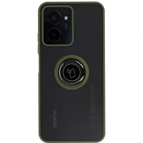 Kup Bizon Case Hybrid Ring Realme C33 / C30 / Narzo 50i Prime fumuriu cu un cadru verde - BIZ730 - {ean13} - Sklep Home Screen