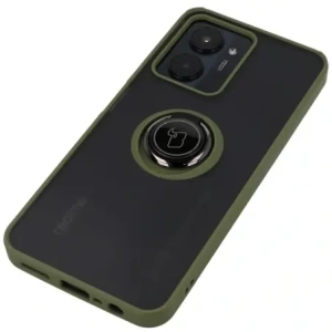 Kup Etui z uchwytem na palec Bizon Case Hybrid Ring do Realme C33 / C30 / Narzo 50i Prime przydymione z zieloną ramką - BIZ730 - {ean13} - Sklep Home Screen