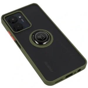 Kup Etui z uchwytem na palec Bizon Case Hybrid Ring do Realme C33 / C30 / Narzo 50i Prime przydymione z zieloną ramką - BIZ730 - {ean13} - Sklep Home Screen