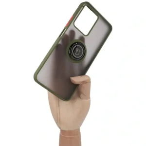 Kup Etui z uchwytem na palec Bizon Case Hybrid Ring do Realme C33 / C30 / Narzo 50i Prime przydymione z zieloną ramką - BIZ730 - {ean13} - Sklep Home Screen